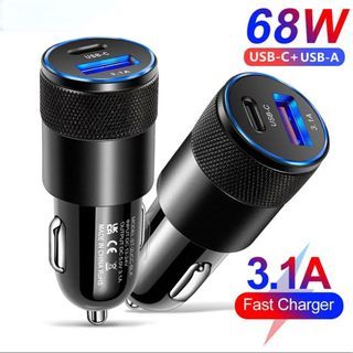 68W PD Car Charger USB Type C Fast Charging Car Phone Adapter for iPhone 13 12 Xiaomi Huawei Samsung S21 Quick Charge 3.0