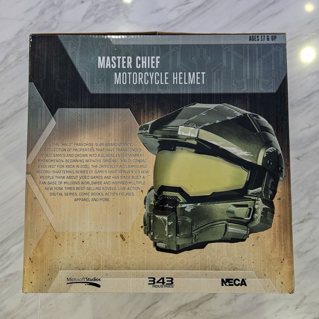 Halo Master Chief Motorcycle Helmet L Size (Category: Motorcycle Apparel) located in Singapore. Submitted by collector_seller (Listing ID 1279299271, Image 5). Description: Mint in Box, never used..