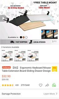 Ergonomic Keyboard Mouse Table Extension  Board Sliding Drawer Design