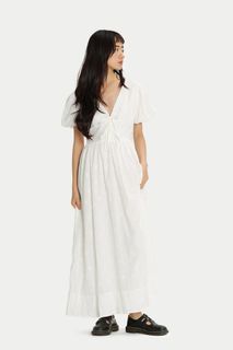 AFA DESIREE BRODERIE PUFF SLEEVES DRESS IN WHITE size M