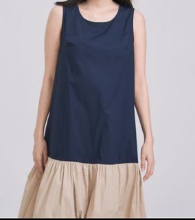Two-tones one-piece long dress