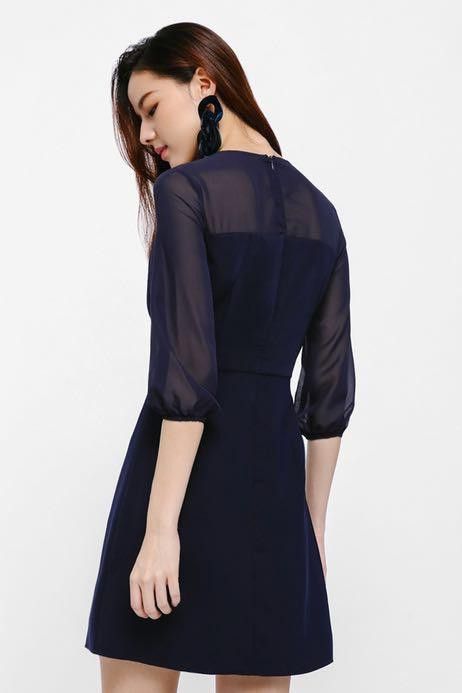 LB Love Bonito Aileen Puff Sleeve A-Line Dress Navy Blue (Category: Dresses) located in Singapore. Submitted by black.kat (Listing ID 1333003137, Image 2). Description: see last pic for measurements in cm see under size S meet up under blk 54 toa payoh or at toa payoh/braddell mrt tracked mail +$2.