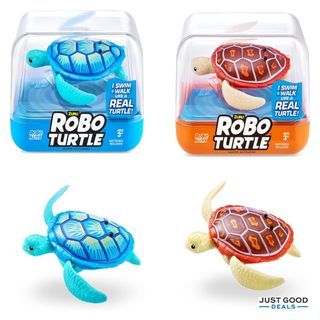 Robo Alive Robo Turtle Robotic Swimming Turtle (Orange + Blue) by ZURU Water Activated, Comes with Batteries, Exclusive (2 Pack) (Orange + Blue)