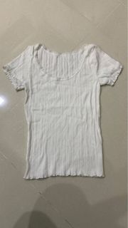 fr brandy melville white ribbed eyelet top