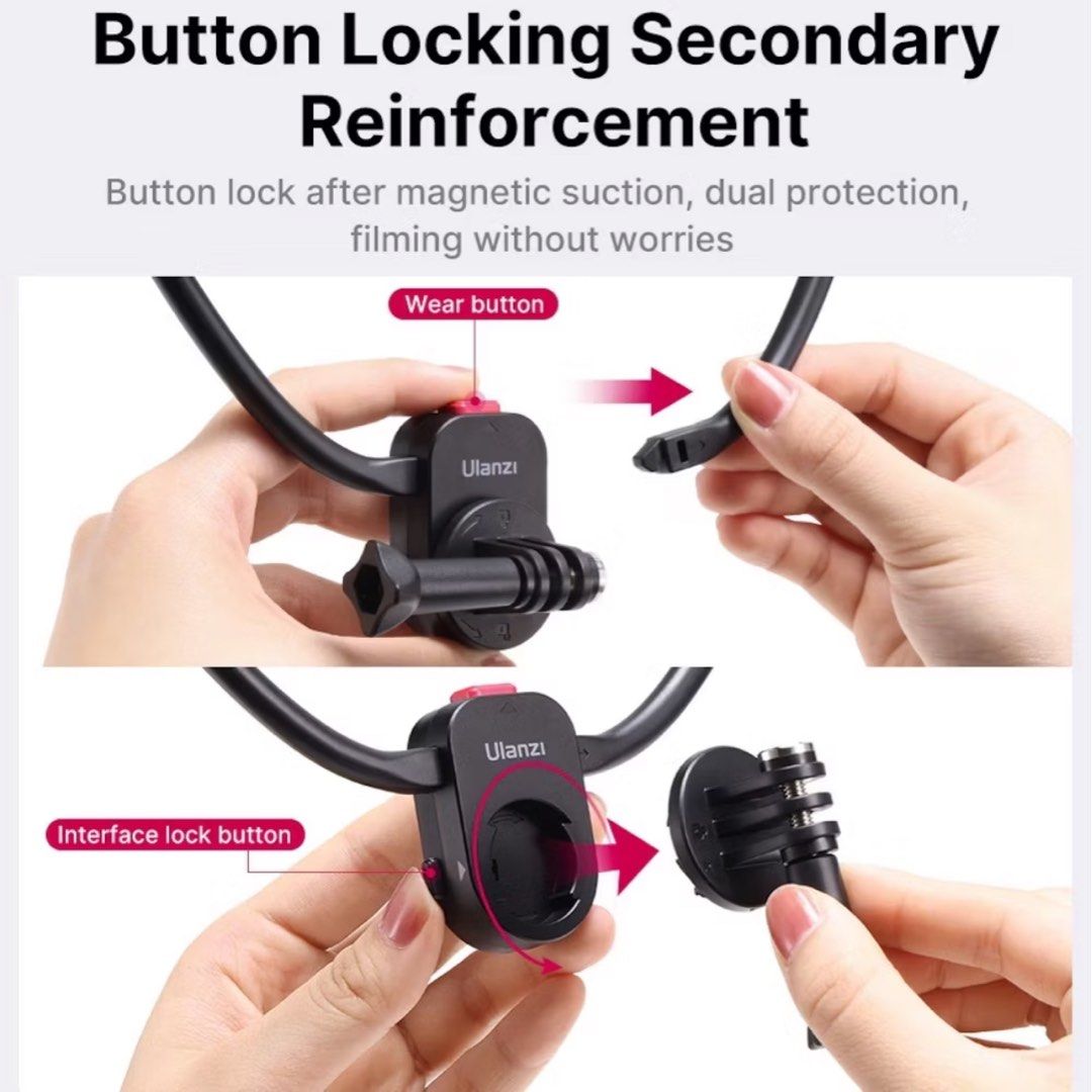 Neck Mount Camera Holder (Category: Other Photography Accessories) located in Singapore. Submitted by mintychococat (Listing ID 1329917623, Image 2). Description: Neck Mount Camera Holder Suits most action cameras Hands-free Brand new 1 set available *Measurements (refer to pic) Great for people who loves to vlog, love adventure and doesn’t want their hands to be occupied with something or holding onto a selfie stick, this neck mount just meets t