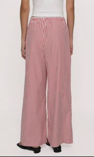 Dayner Lace Trim Drawstring Pants (Red Stripes)
