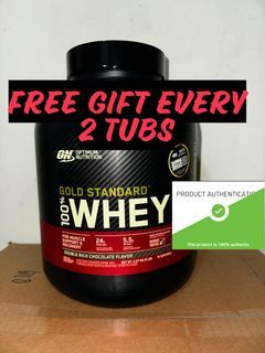 (FREE GIFT) Optimum Nutrition Whey Protein powder 5lbs (Double Rich Chocolate, 5lb) (ON)