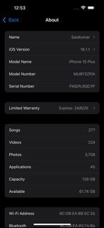 iPhone 15 Plus Black 128GB