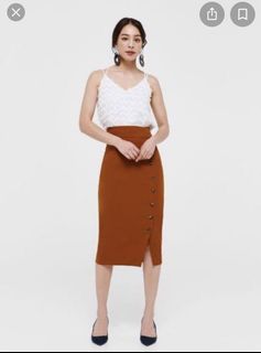 Love Bonito Nelda Button Down Midi Pencil Skirt
