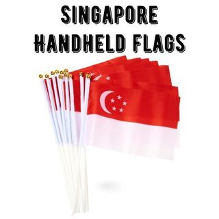 12 pcs Singapore Handheld Flag NDP Plastic Cloth National Day Party Celebration