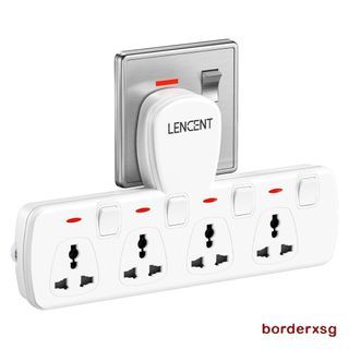 LENCENT Multi Plug Extension Socket, 4 Way Electrical Outlet Extender, Wall Charger, Universal Plug Adapter, Charging Station for Home, Office, Kitchen, Individually Switched