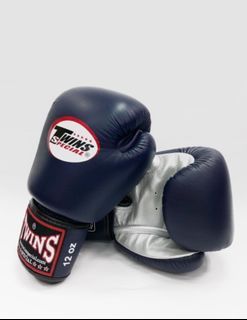 Twins Duo-Tone Boxing Gloves - Silver / Navy - 10oz