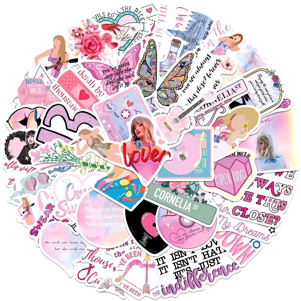 25/50pcs Taylor Swift Lover Album Song Lyrics Music Romantic Waterproof Vinyl PVC Stickers Decal Label Water Bottle Laptop Tablets Skateboard Luggage Guitar Helmet (Category: Art & Prints) located in Singapore. Submitted by black.kat (Listing ID 1317311073, Image 1). Description: 25pcs- $5 50pcs- $10 waterproof and fade proof size approx 4cm-7cm meet up under blk 54 toa payoh or at toa payoh/braddell mrt normal mail +$0.60 tracked mail +$2.
