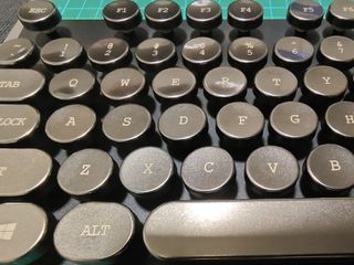 Retro round key caps silver grey