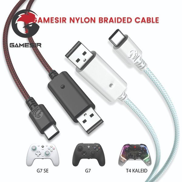 GameSir AC10 Nylon Braided Cable 3meter (10ft) USB to Type C (Category: Cables & Chargers) located in Singapore. Submitted by earthnmarver (Listing ID 1320462328, Image 4). Description: GameSir AC10 Nylon Braided Cable 3meter (10ft) USB to Type C FEATURES: 1. Compatible with GameSir G7, GameSir G7 SE, GameSir G7 Pro, GameSir T4k, GameSir K1. 2. USB-A to USB-C connector. 3. Plug and play. 4. Sleek and attractive nylon braided exterior. 5. Extra-lo