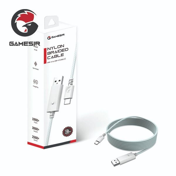 GameSir AC10 Nylon Braided Cable 3meter (10ft) USB to Type C (Category: Cables & Chargers) located in Singapore. Submitted by earthnmarver (Listing ID 1320462328, Image 7). Description: GameSir AC10 Nylon Braided Cable 3meter (10ft) USB to Type C FEATURES: 1. Compatible with GameSir G7, GameSir G7 SE, GameSir G7 Pro, GameSir T4k, GameSir K1. 2. USB-A to USB-C connector. 3. Plug and play. 4. Sleek and attractive nylon braided exterior. 5. Extra-lo