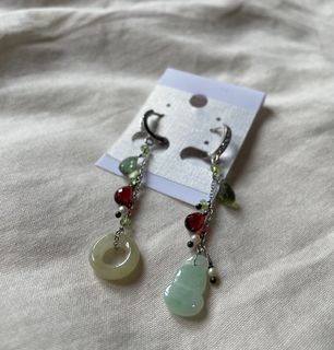 [BNIB] Diamond, ruby & jade earrings