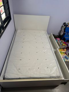 IKEA MALM Super Single Bed frame with storage and mattress