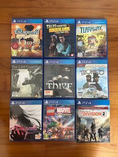 PS4 game  The escapists 2 / Tales from the borderlands / Tearaway unfolded  / The last guardian / Thief / Tropico 5 / Tales of berseria / Lego Marvel  / Tom Clancy’s the division 2