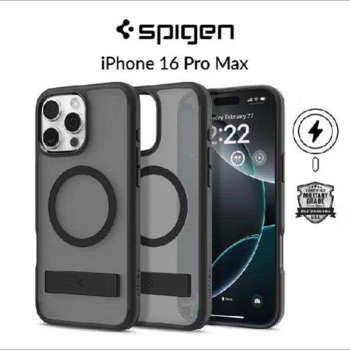 Spigen iPhone 16 Pro Max Case 6.9" Ultra Hybrid S MagFit (Category: Cases & Sleeves) located in Singapore. Submitted by Danielitto (Listing ID 1328003129, Image 1). Description: Spigen iPhone 16 Pro Max Case 6.9" Ultra Hybrid S MagFit Frost Magnetic Phone Case Phone Stand iPhone Case iPhone Cover Made from a blend of PC and TPU for durability Flush-fitting versatile kickstand via Active Stop Technology Infused with blue resin for long-lasting cla