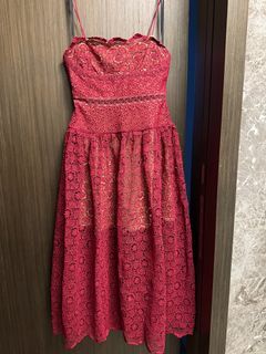 Self Portrait Red Lace Strappy Dress