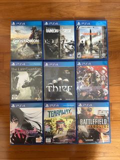 PS4 game  Tom Clancy’s ghost recon / Tom Clancy’s rainbow six siege / Tom Clancy’s the division 2 / The last guardian / Thief / Under-night in-birth / Tales of berseria / Tearaway / Battlefield hardline