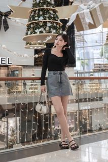 *TPZ* JACE DENIM SKORTS IN MID WASH
