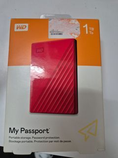 WD My Passport 1TB Portable External Hard Drive - Red