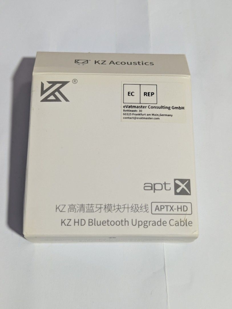KZ HD Bluetooth Upgrade Cable (QDC/C-pin) (Category: Portable Audio Accessories) located in Singapore. Submitted by taerylake (Listing ID 1397861943, Image 1). Description: - KZ HD Bluetooth upgrade cable. - Supports aptX-HD for superior audio quality. - Features in-line controls for volume and playback. - Compatible with earphones using QDC/C-pin 2-pin connector..