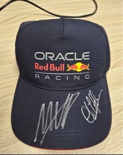 Authentic Max Verstappen & Christian Horner signed Oracle Red Bull Racing Cap