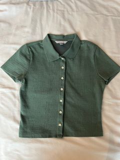Urban Revivo Green Textured Crop Top Size S