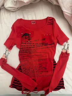 y2k grunge emo alt thrifted red top