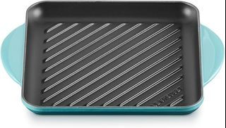 Le Creuset Square Cast Iron Grill Pan, 24cm, Caribbean Blue