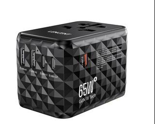 🌟READY STOCK🌟 LENCENT Universal Travel Adapter, GaN III 65W International Charger with 2 USB Ports & 3 USB-C PD Fast Charging Adaptor, Worldwide Wall Charger for iPhone,Laptops, Type A/C/G/I (USA/UK/EU/AUS)