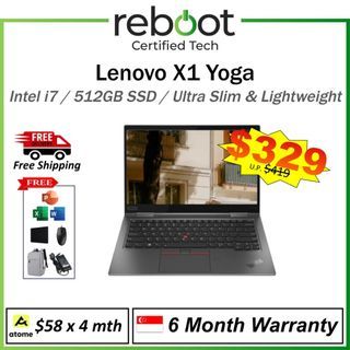 Lenovo X1 Yoga - 360 Flip + Touchscreen i7 Laptop - Ultra Slim & Lightweight Design - Fast Speed Processor - Win 11 + Free MS Office-Powerhouse - Lightning-fast