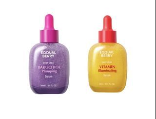 EQQUALBERRY Bakuchiol Plumping Serum/ Vitamin C Serum – Pore and Wrinkle Minimizer Retinol Alternative Elasticity with Ceramide and Peptides 30ml