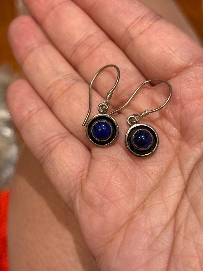 925 silver earrings with blue stone (Category: Earrings) located in Singapore. Submitted by gooohgly (Listing ID 1404597733, Image 1). Description: With 925 silver stamp embossed Unused but tarnished SingPost +$2 or self collect from my house in Novena.