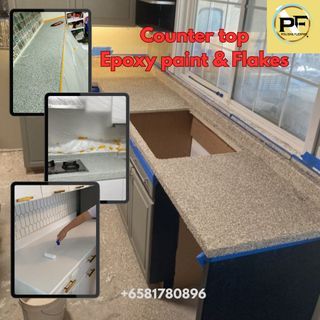 Counter top Flakes|counter top polish|Kitchen Top renovation|epoxy paint|Table top Flakes and polish|Marble, quartz, solid surface, counter top stain remove, counter top restoration| Best service|HDB, BTO, Landed house renovation|Registered company