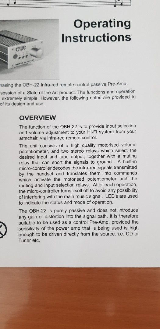Creek OBH-22 Passive Pre-Amp (Control Pre Amp) (Category: Other Audio Equipment) located in Singapore. Submitted by lfran32 (Listing ID 1405010304, Image 10). Description: - Creek OBH-22 passive pre-amp - Includes original box, remote, operating instructions and original OBH 1 power supply. - Multiple inputs and outputs - Volume control and mute function - Auto power off once volume is selected for pure passive pass through to avoid any interfere