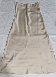 Satin Midi Skirt - Champagne Beige