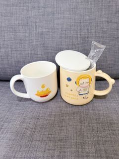 Cute Ceramic Mugs with Lid and Spoon Set