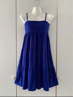 Uniqlo Tiered Dress - Cobalt Blue - Size L