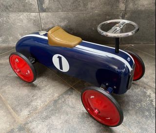 Vintage Vilac Metal Ride-On Car: Blue & Red Little Pilot Toy