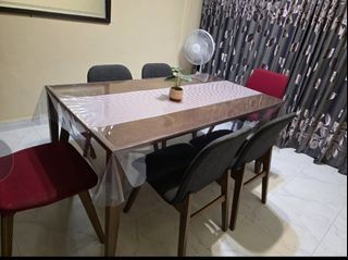 Wooden Dining Table Set with 6 Chairs