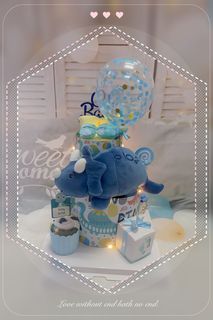 🇸🇬 2 Tiers Baby Diapers Hamper FREE Balloon 🎈 