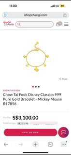 999 gold chow tai Fook Disney classic Mickey Mouse bracelet