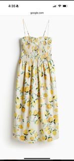 H&M Lemon Print Midi Dress size s