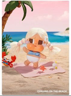 Crybaby Chilling on the Beach Vacation Mode On series pendant plush toy Popmart Pop art collectors limited edition rare new BNIF bag charm keychain cheap sale best buy 