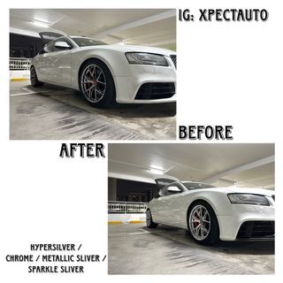 PROMO 🔥 RIM SPRAY / KURB RASH REPAIR / CALIPER SPRAY / DECHROME / PLASTIC DIP / DEBADGE / CHROME DELETE / ONSITE 🔥 HYPERSILVER / CHROME / METALLIC SLIVER / SPARKLE SLIVER / AUDI A1 A3 A4 A5 A6 A7 A8L / S3 S4 S5 / Q2 Q3 A5 / TT COUPE / E TRON / RS