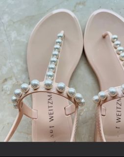Stuart Weitzman Goldie Jelly rubber pearl in poudre sandals 36 37